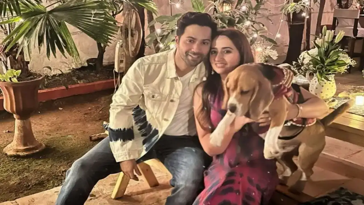 Varun Dhawan, Natasha Dalal pose with their dog Joey on their 2nd anniversary; Samantha...